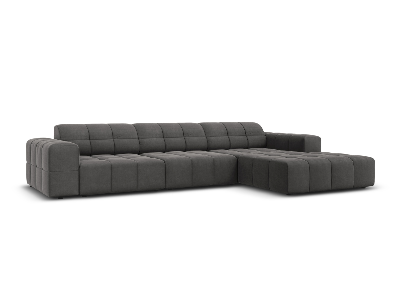 Cosmopolitan Design Ecksofa Chicago 4-Sitzer Samt Bluvel Grau Rechts
