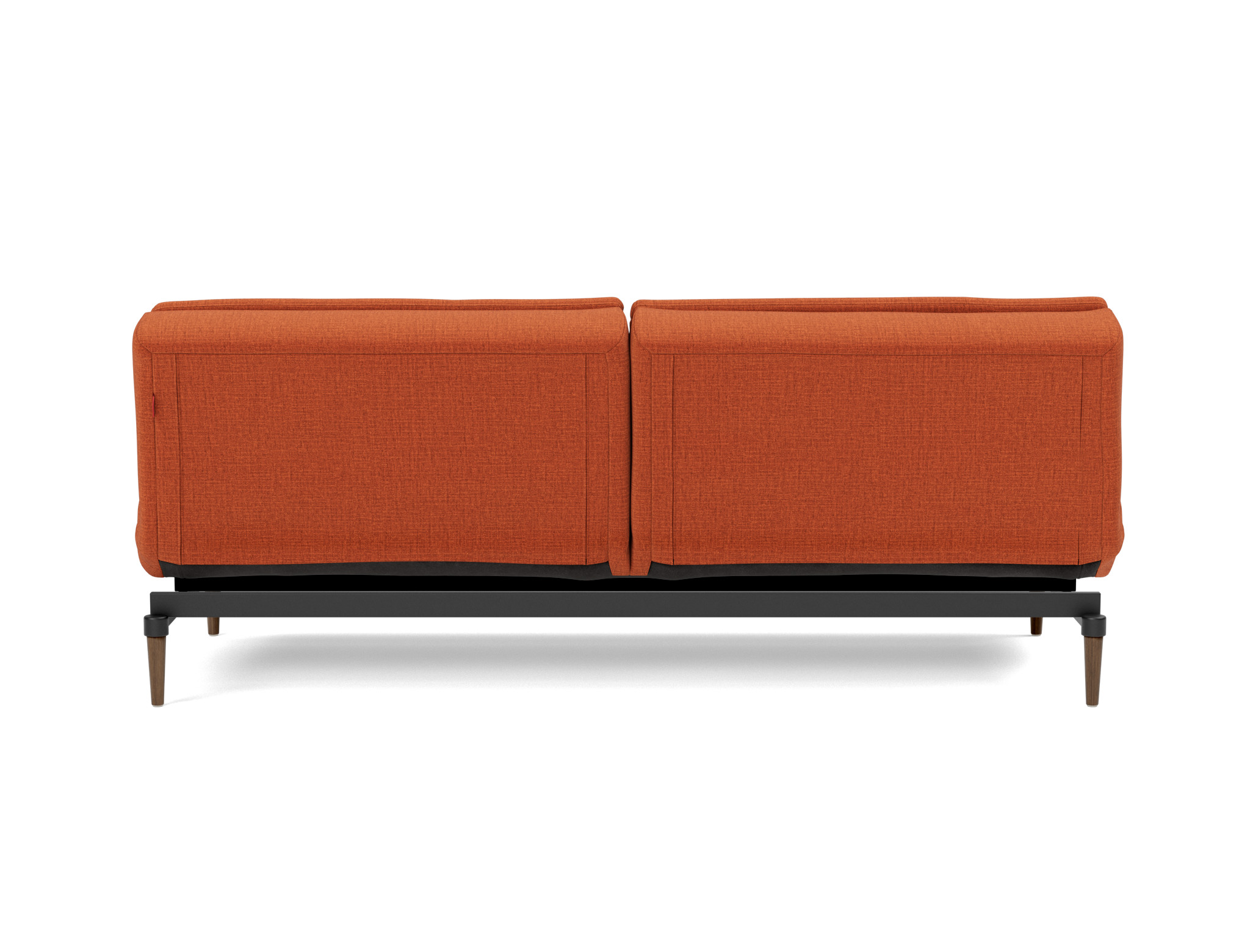 Schlafsofa Dublexo Chenille Esina 412-Rust-Orange Beine Styletto Eiche dunkel