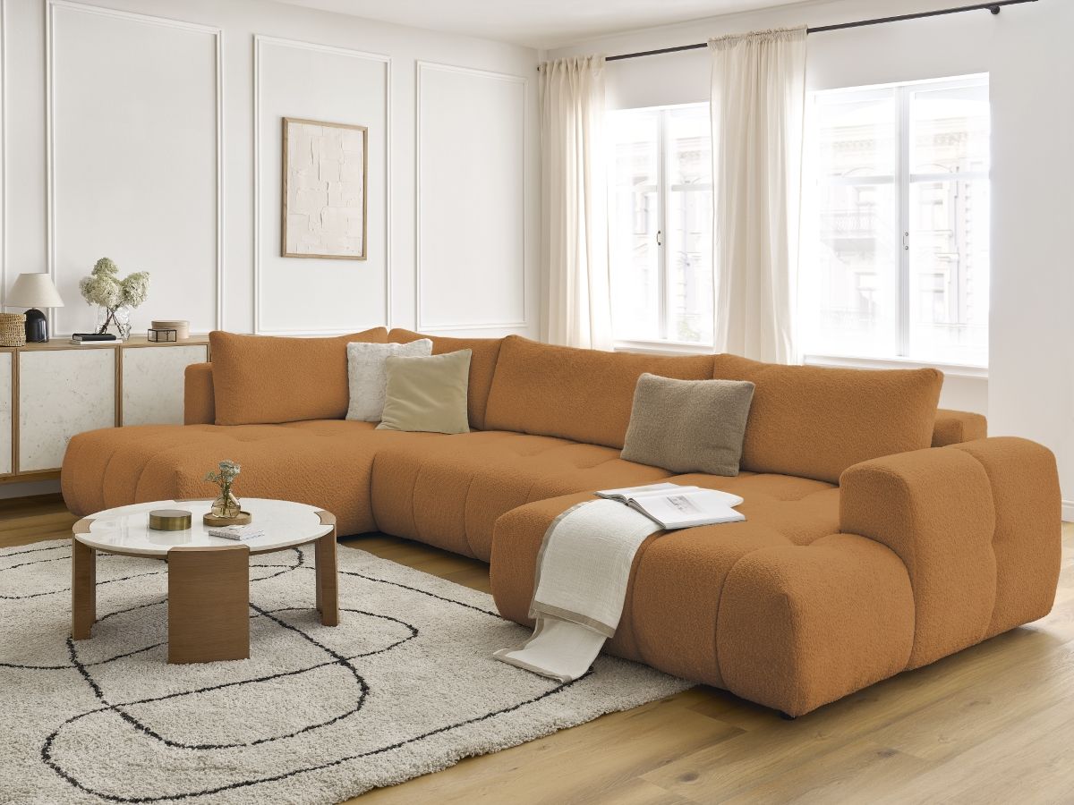 Bobochic Fuji Wohnlandschaft Bouclé-Stoff Gelb Ecke rechts