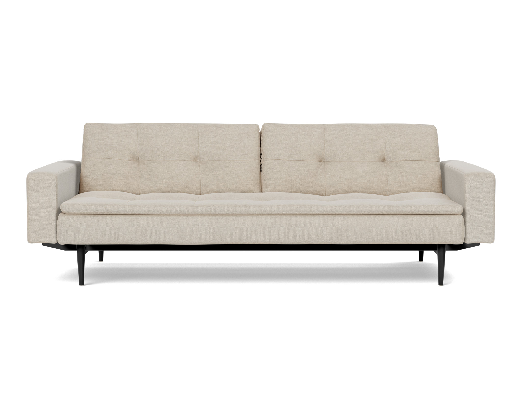 Schlafsofa Dublexo mit Armlehnen Flachgewebe Phobos 586-Latte Beine Styletto Eiche schwarz