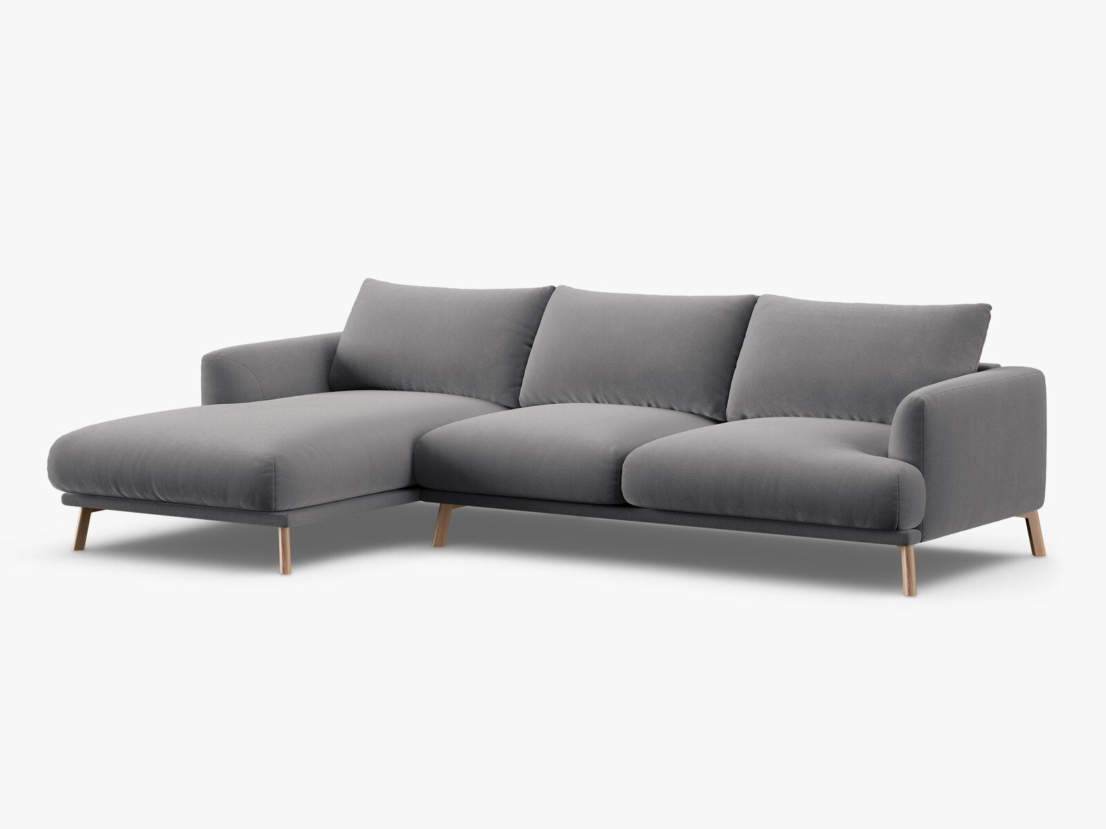 Micadoni Ecksofa Naomi 4-Sitzer Links Samt Salvador Grau