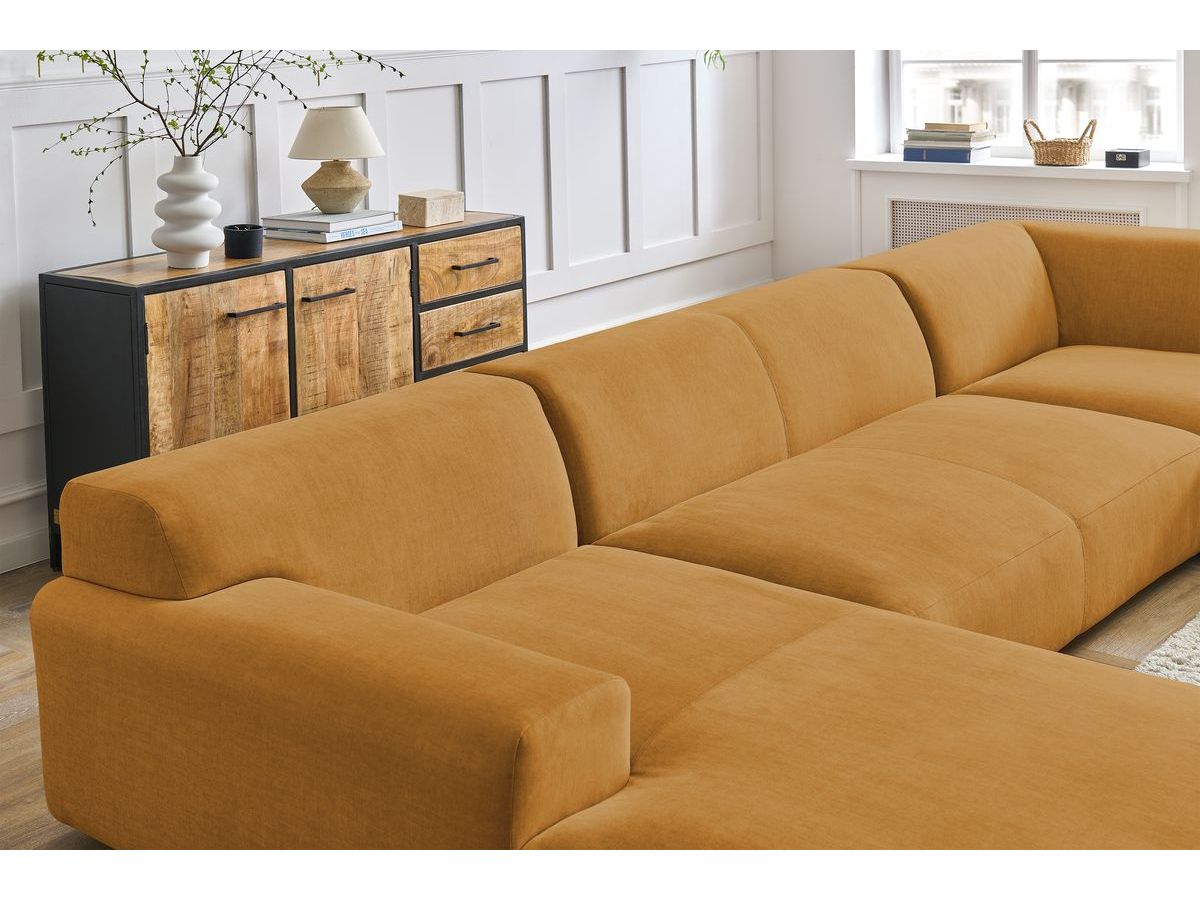 Bobochic Lavena Wohnlandschaft 399 × 220 cm Samt Gelb Ecke links