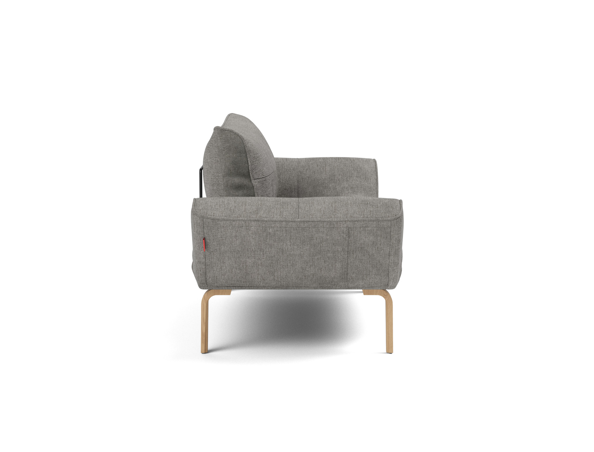 Tagesbett Zeal Flachgewebe Avella 282-Warm-Grey Beine Bow Eiche