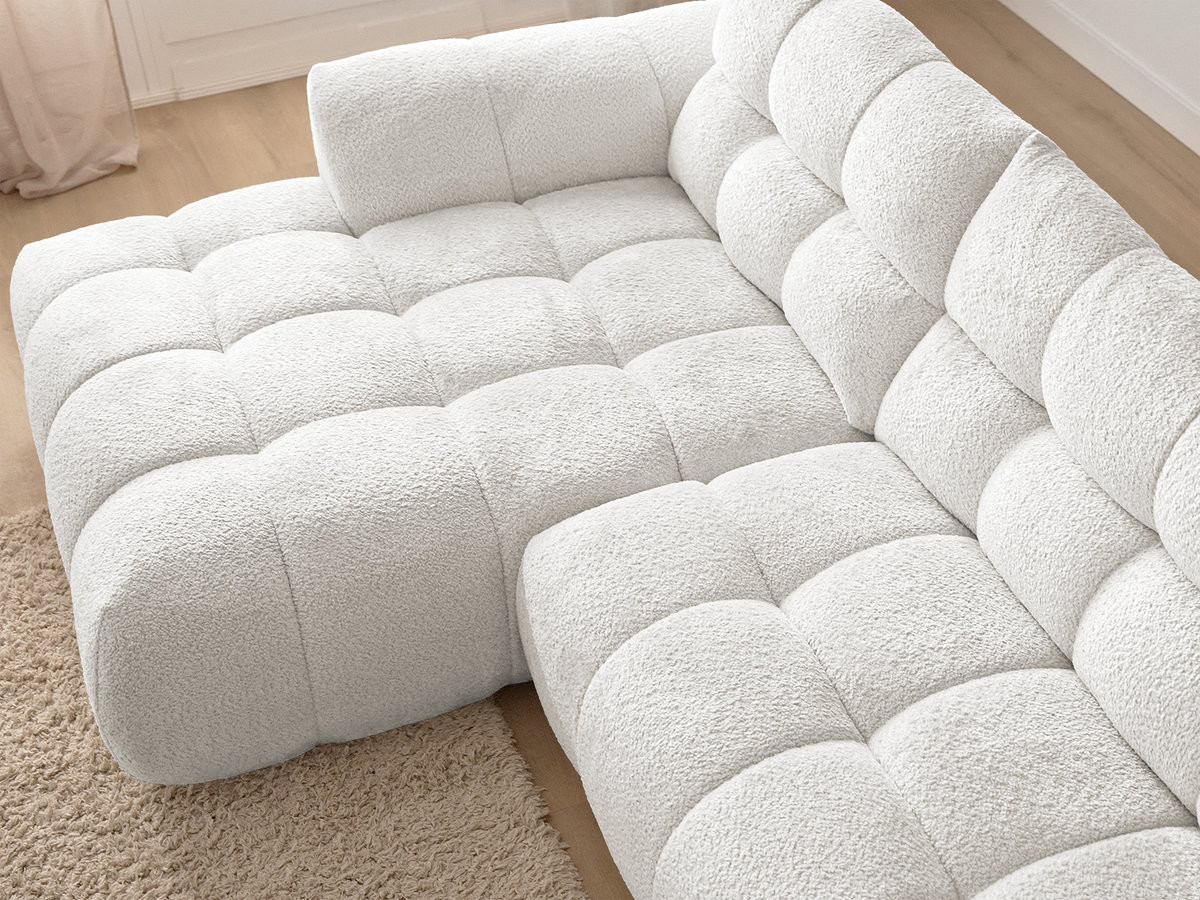 Bobochic Jaya Ecksofa Chenille Weiß Ecke links