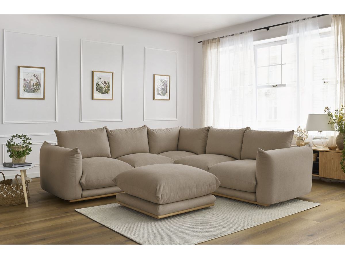 Bobochic Ernest Ecksofa mit Pouf Stoff Taupe