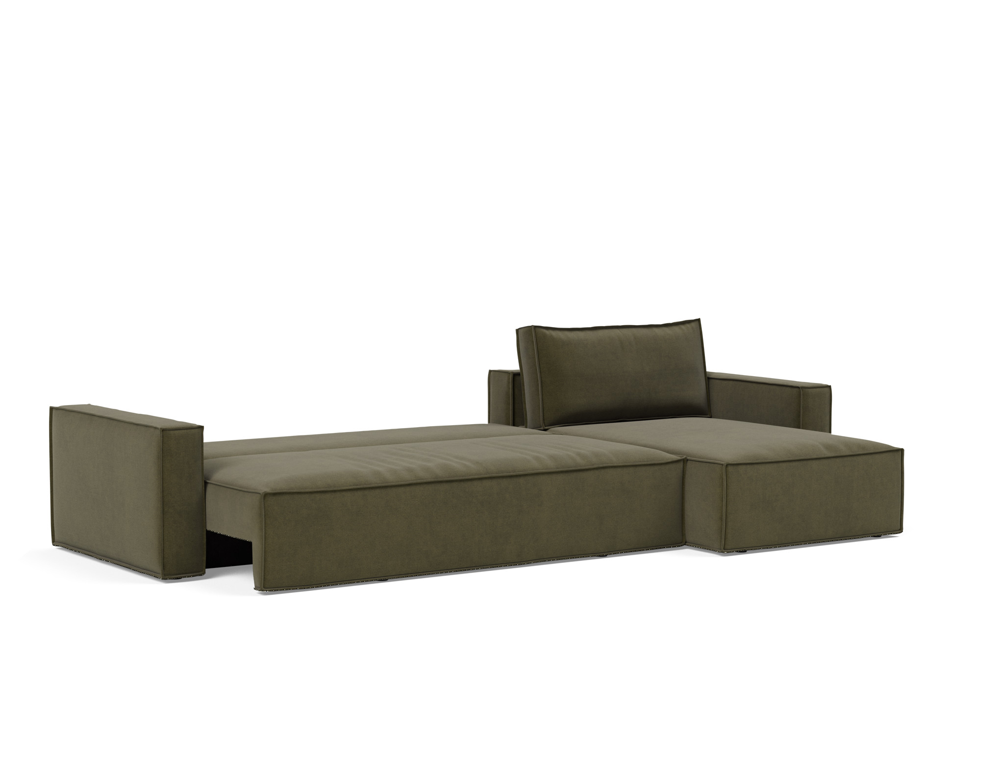Schlafsofa Newilla mit Chaiselongue Kord Cordufine 316-Pine-Green