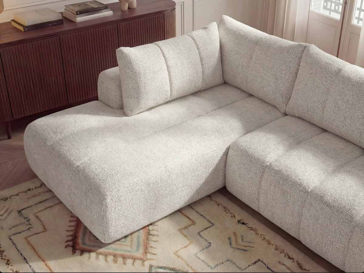 Bobochic Nesty Wohnlandschaft mit Pouf Melange-Stoff Beige Ecke rechts