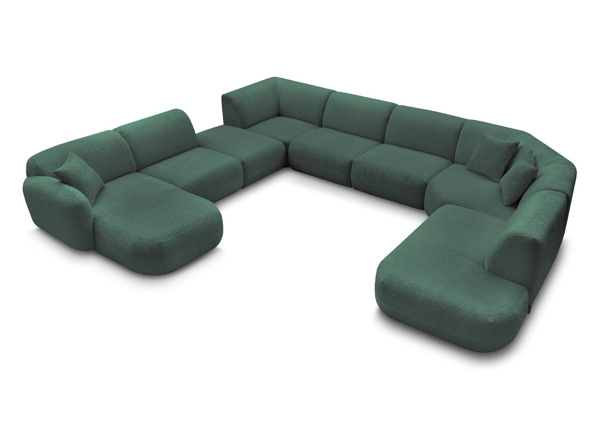 Bobochic Anda Wohnlandschaft mit Pouf 396 × 357 cm Chenille Dunkelgrün Ecke links