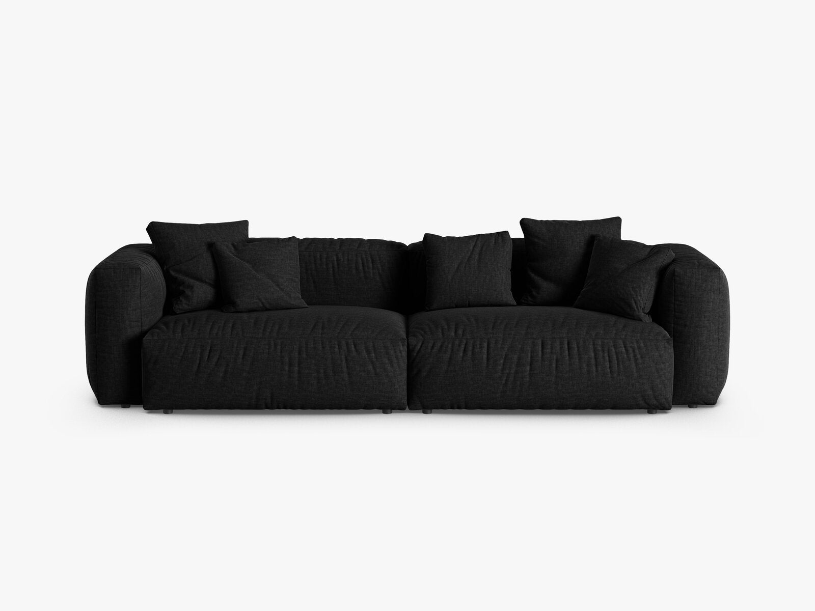 Micadoni Sofa Martina 4-Sitzer 90cm Sitztiefe Strukturierter Stoff Boston Schwarz