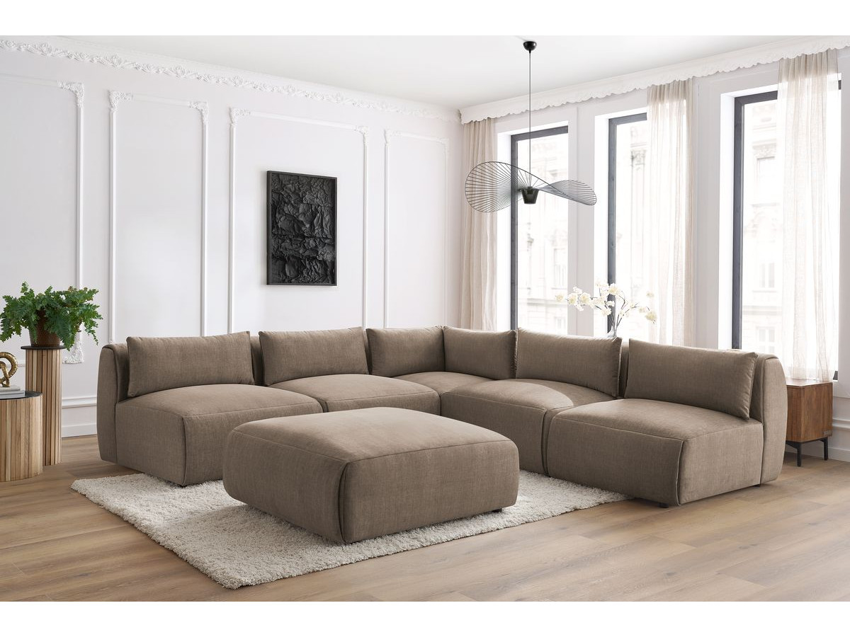 Bobochic Jeanne Ecksofa mit Pouf Samt Taupe