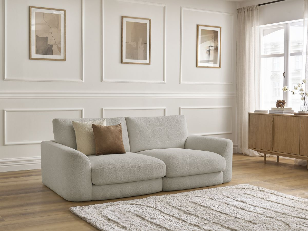 Bobochic Leonore Sofa 3-Sitzer Bouclé-Stoff Taupe