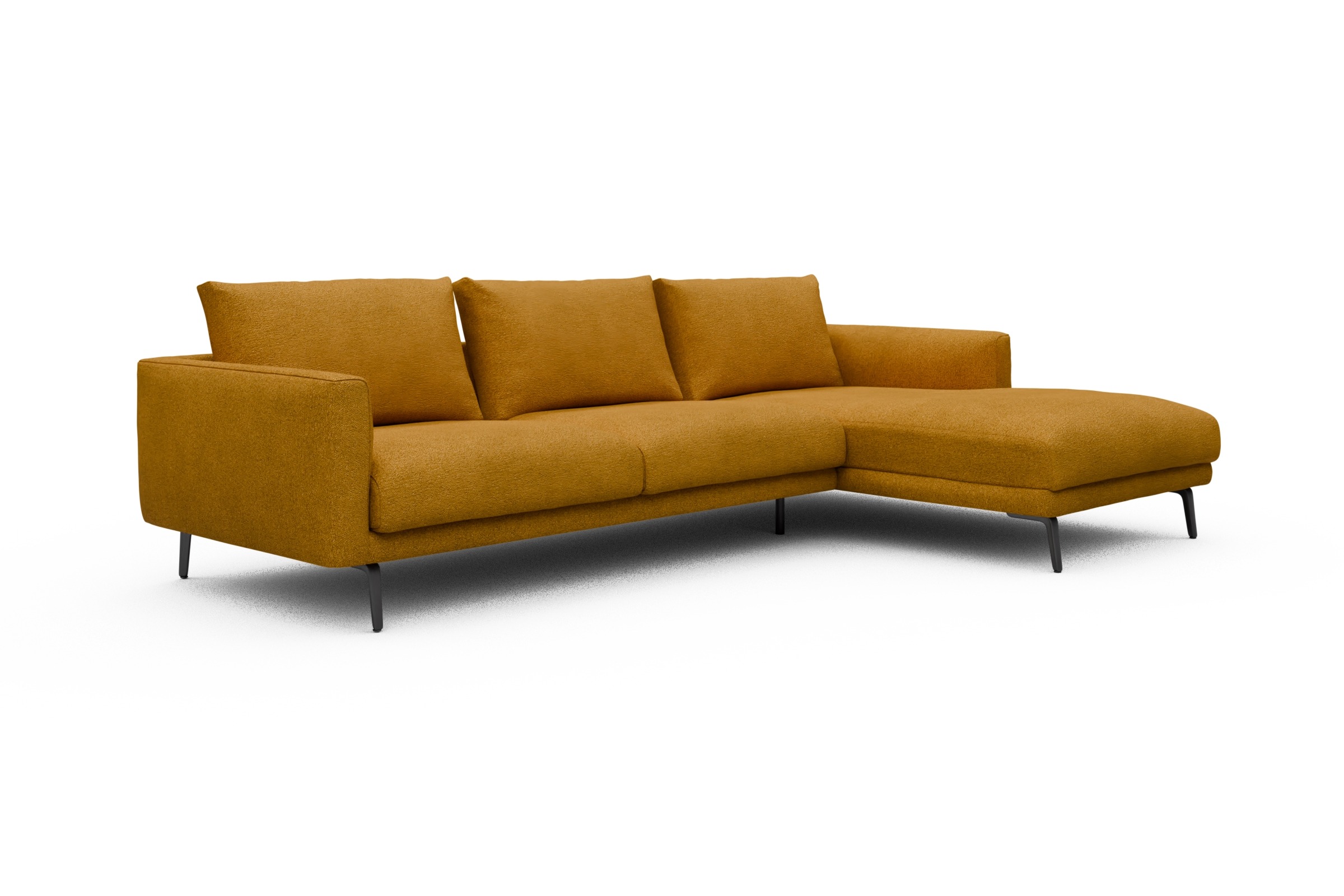 Ecksofa Karl Chaiselongue rechts mit 2,5-Sitzer Boucle-Ochre