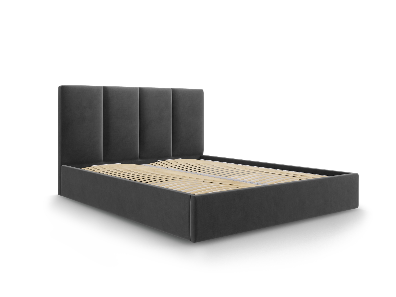 Micadoni Bett Pyla Samt Dunkelgrau 140x200