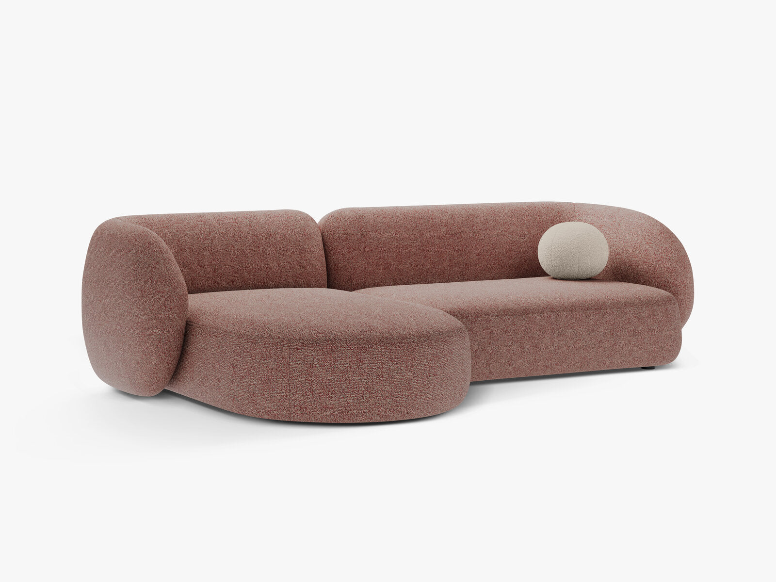 Micadoni Ecksofa Kate 3-Sitzer Links Strukturierter Stoff Puente Rosa Melange