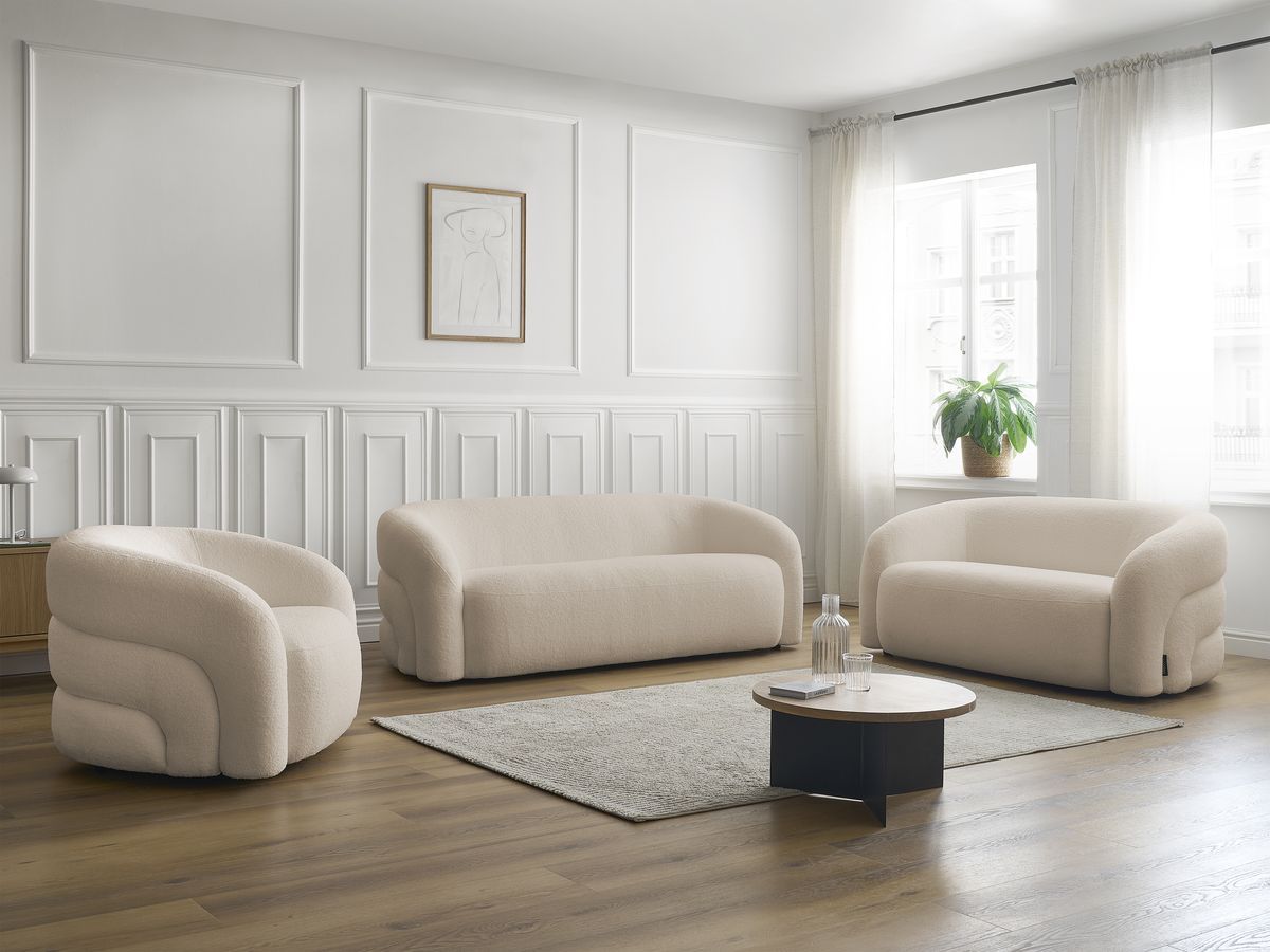 Bobochic Elina Sofa 6-Sitzer Bouclé-Stoff Beige