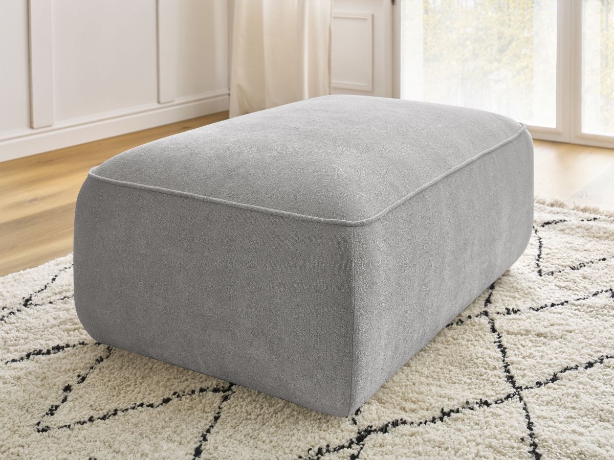 Bobochic Zephyr Pouf Strukturstoff Hellgrau