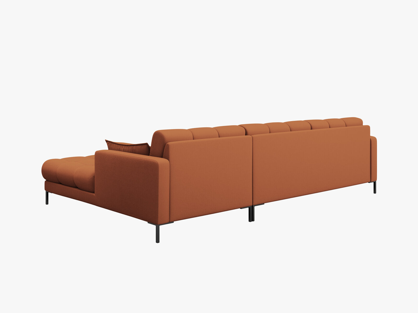 Micadoni Ecksofa Mamaia 5-Sitzer Rechts Strukturierter Stoff Neve Ziegel schwarze Beine