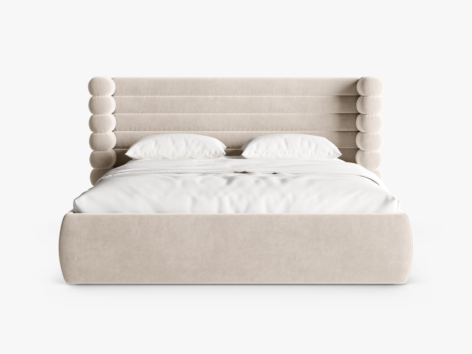 Micadoni Stauraumbett mit Kopfteil Mount Samt Salvador Beige 180x200