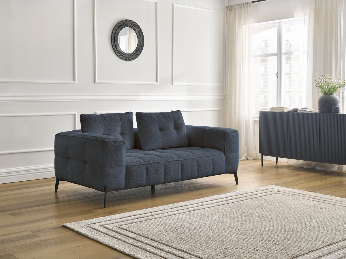 Bobochic Anis Sofa 2-Sitzer Bouclé-Stoff Dunkelblau