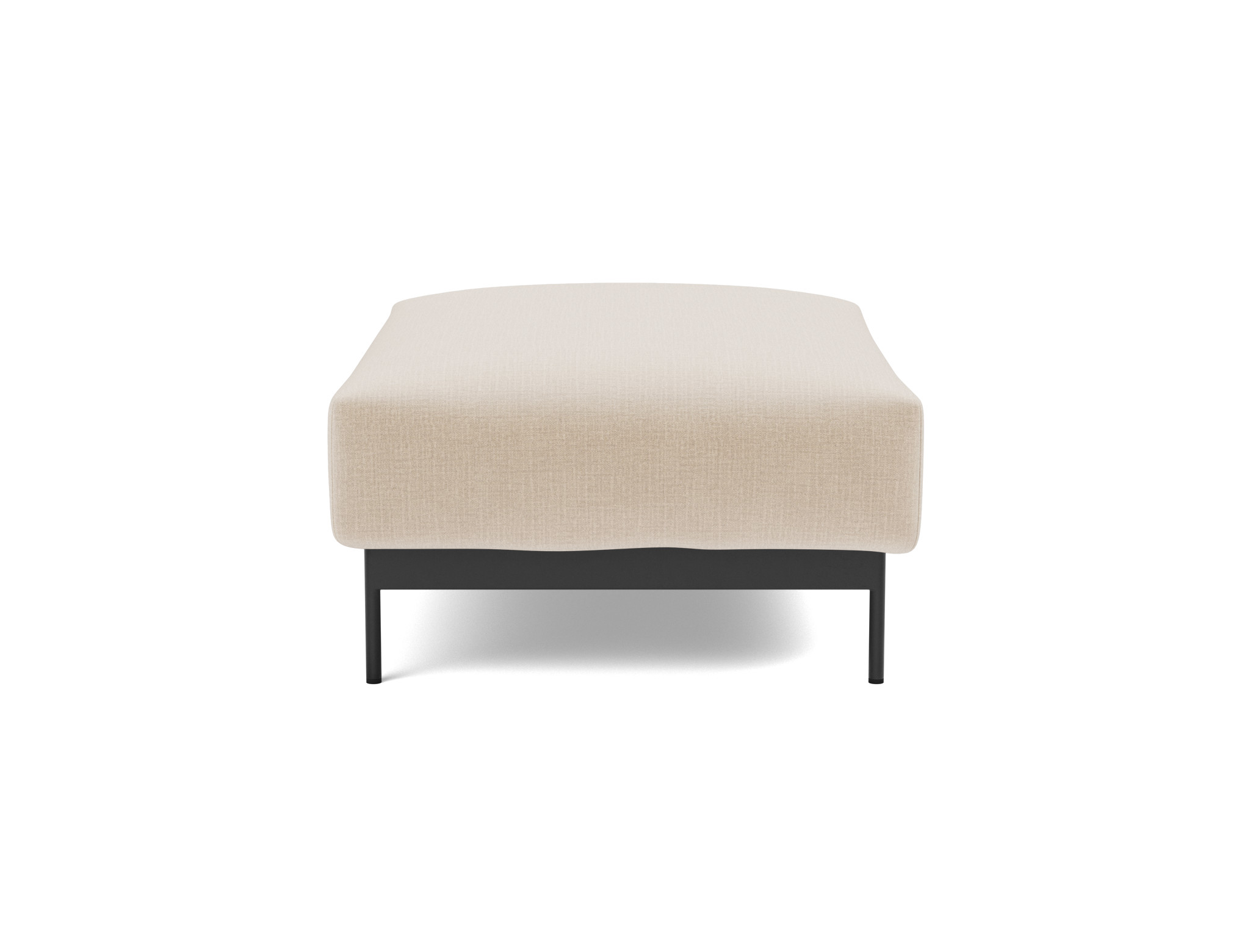 Hocker Malloy Chenille Esina 410-Almond-Beige Beine Schwarzes Metall