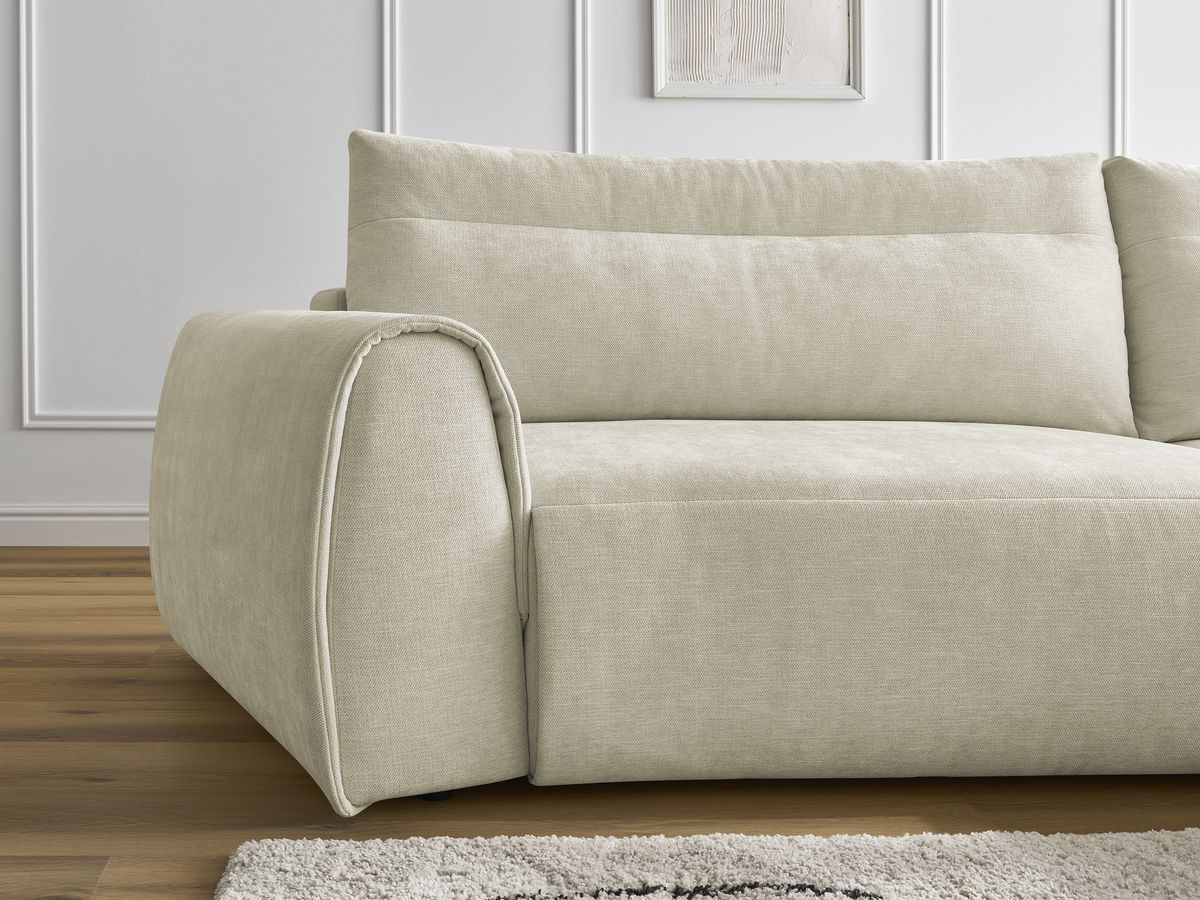 Bobochic Aden Ecksofa 293 × 152 cm Stoff Beige Ecke rechts