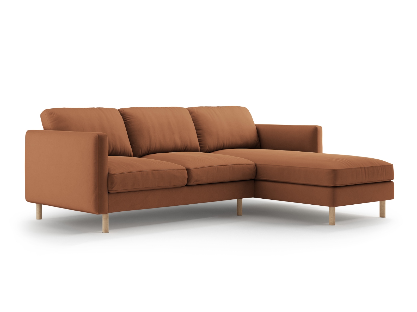 Micadoni Ecksofa Eden Groß 3-Sitzer Rechts Samt Honig