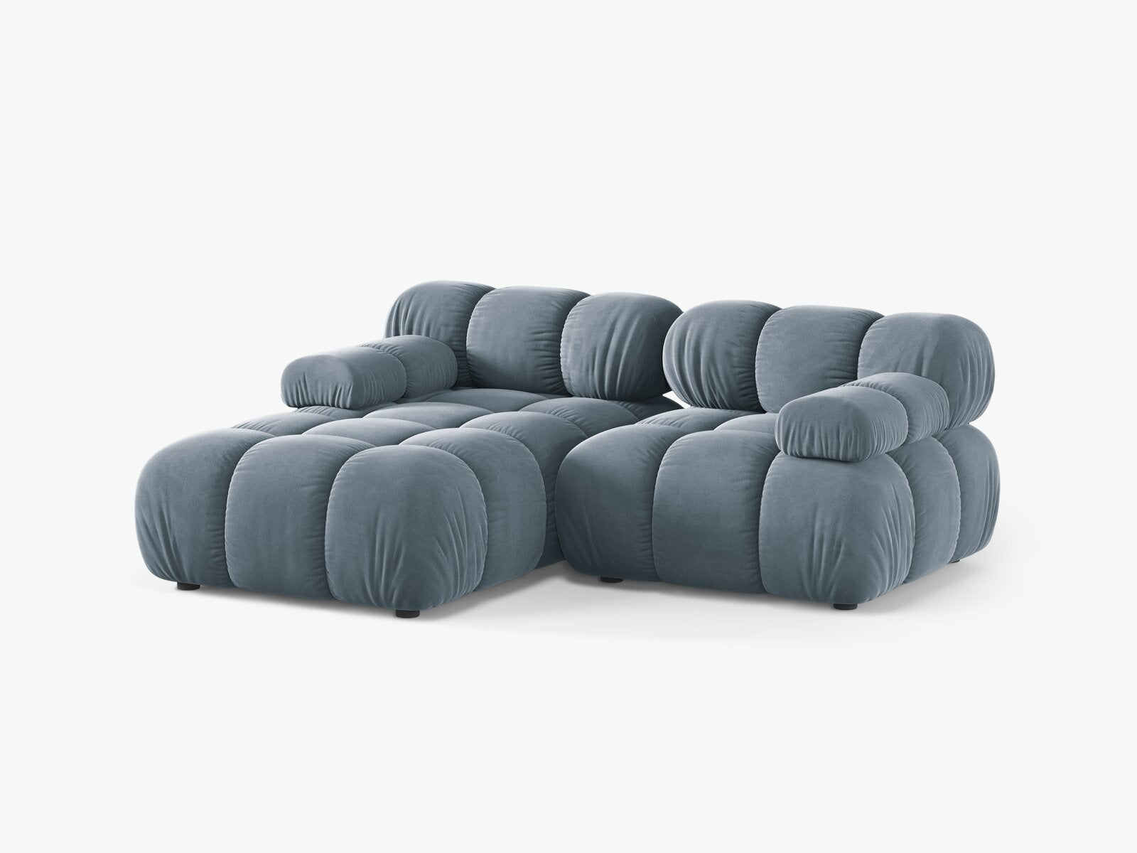 Micadoni Modulares Ecksofa Bellis 3-Sitzer Links Samt Bluvel Hellblau