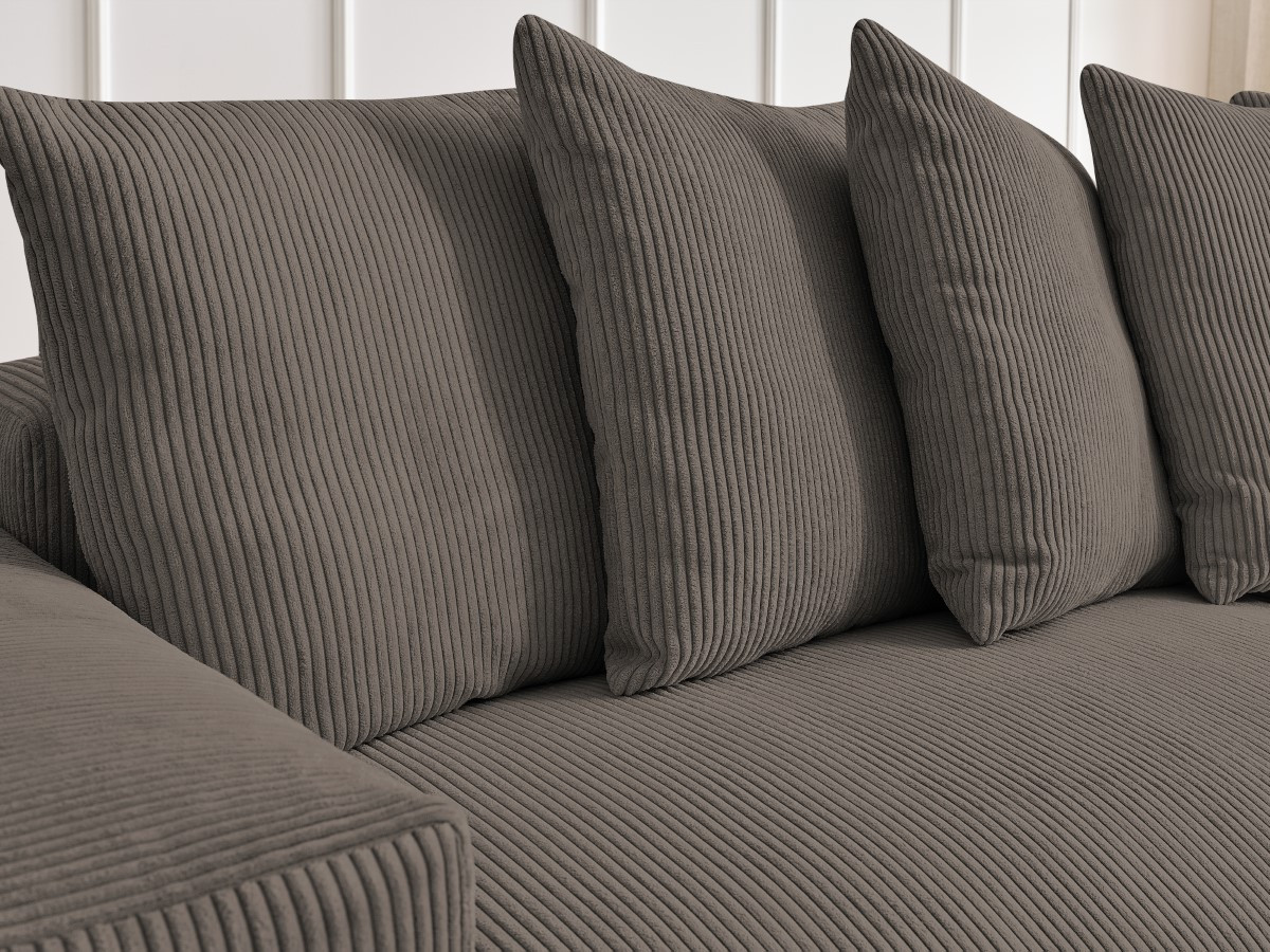 Bobochic Voltaire Ecksofa mit Schlaffunktion und Bettkasten Cordsamt Taupe