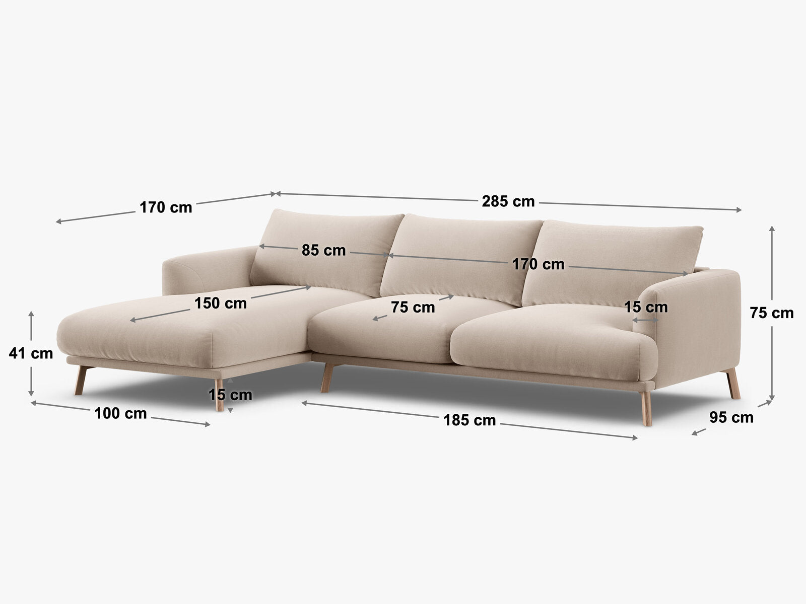 Micadoni Ecksofa Naomi 4-Sitzer Rechts Samt Salvador Terrakotta