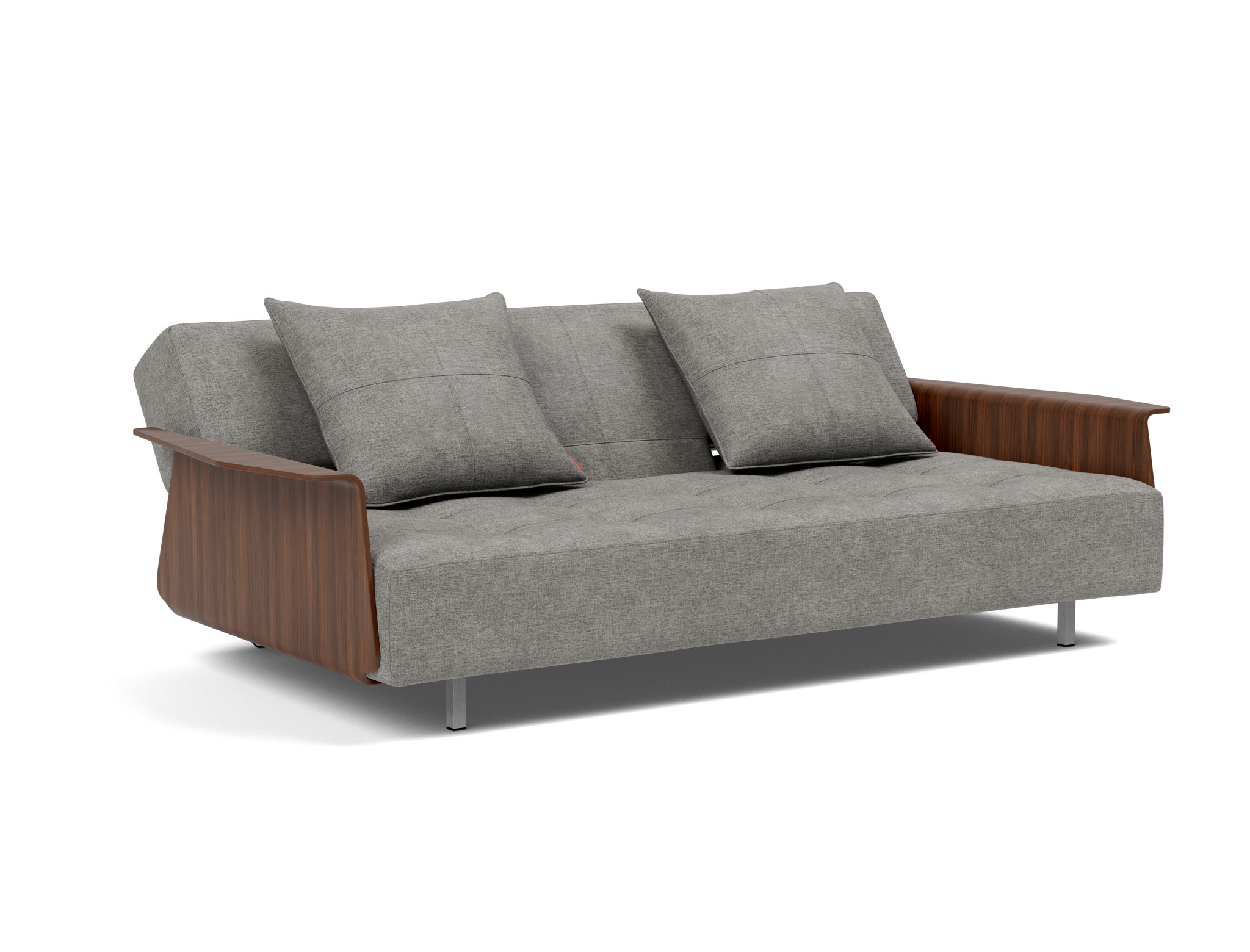 Schlafsofa Long Horn D.E.L. mit Armlehnen Flachgewebe Avella 282-Warm-Grey