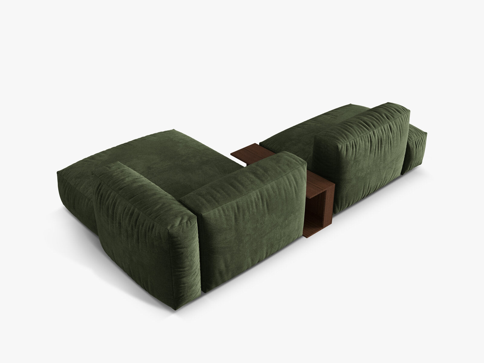 Micadoni Ecksofa Martina 2-Sitzer mit Couchtisch Rechts Samt Grün