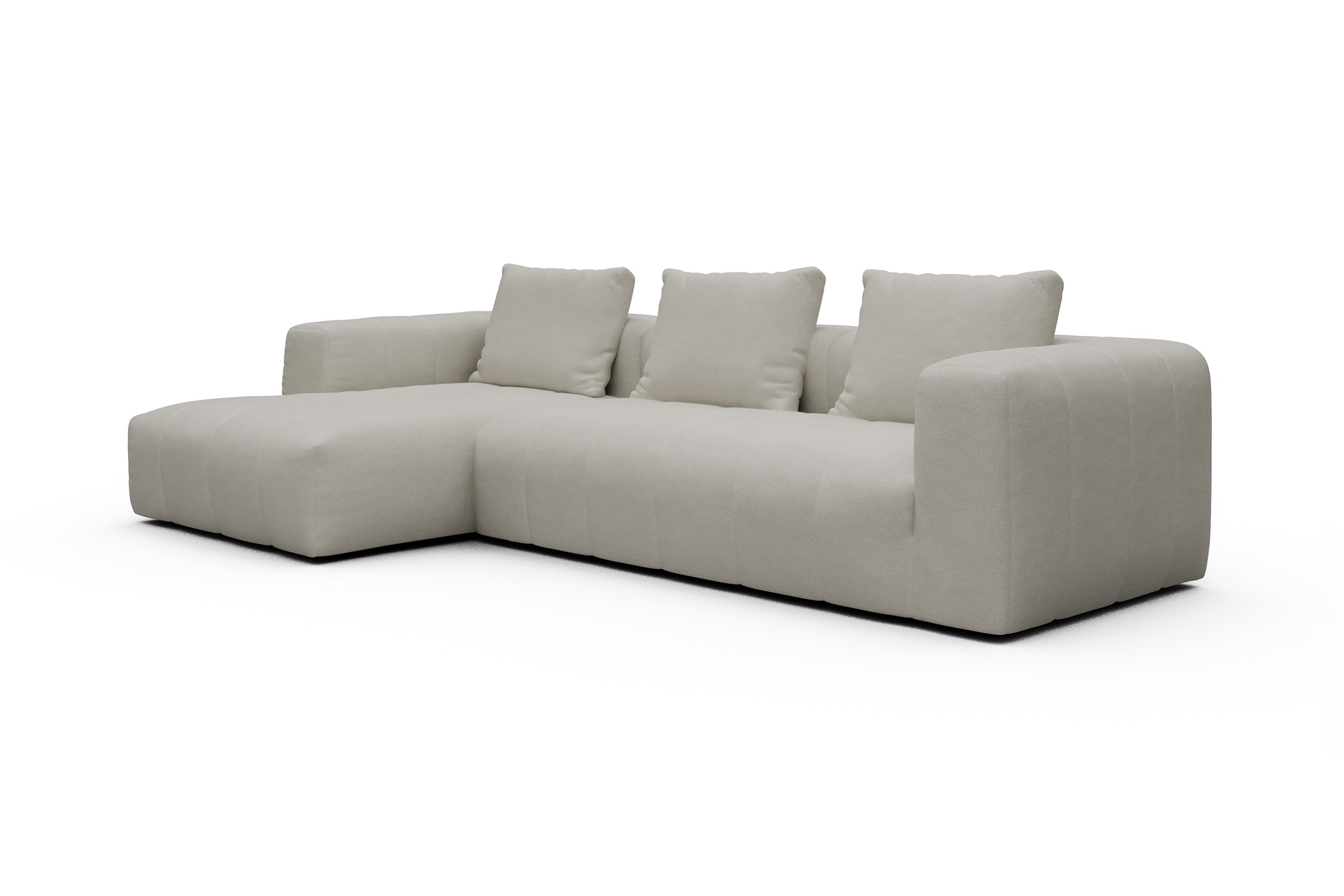 Ecksofa Hugo 2,5-Sitzer Armlehne rechts mit Chaiselongue Denari-Clean-Beige