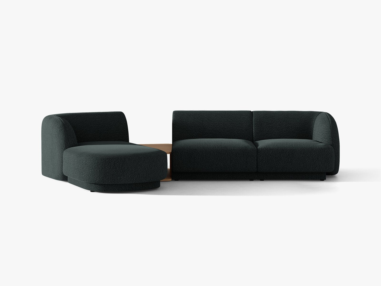 Micadoni Modulares Sofa Miley mit Recamiere 3-Sitzer Links Boucle Baloo Schwarz