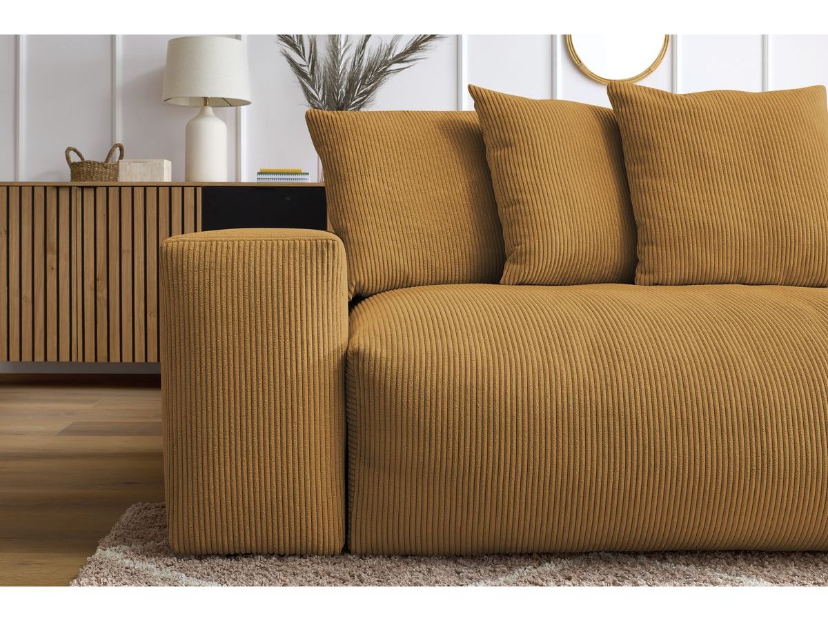 Bobochic Voltaire Schlafsofa 3-Sitzer mit Bettkasten Cordsamt Gelb