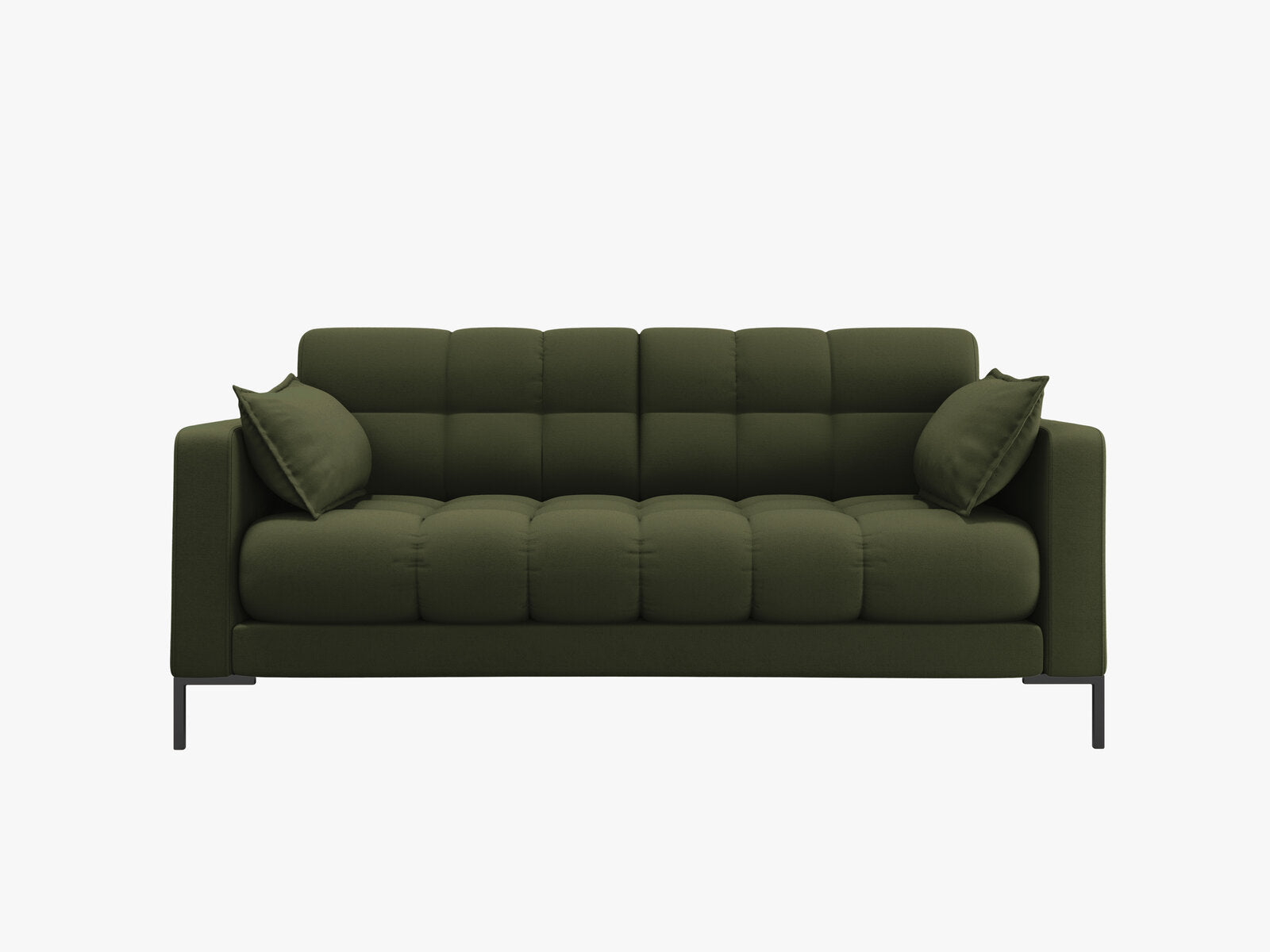 Micadoni Sofa Mamaia 2-Sitzer Strukturierter Stoff Neve Grün schwarze Beine