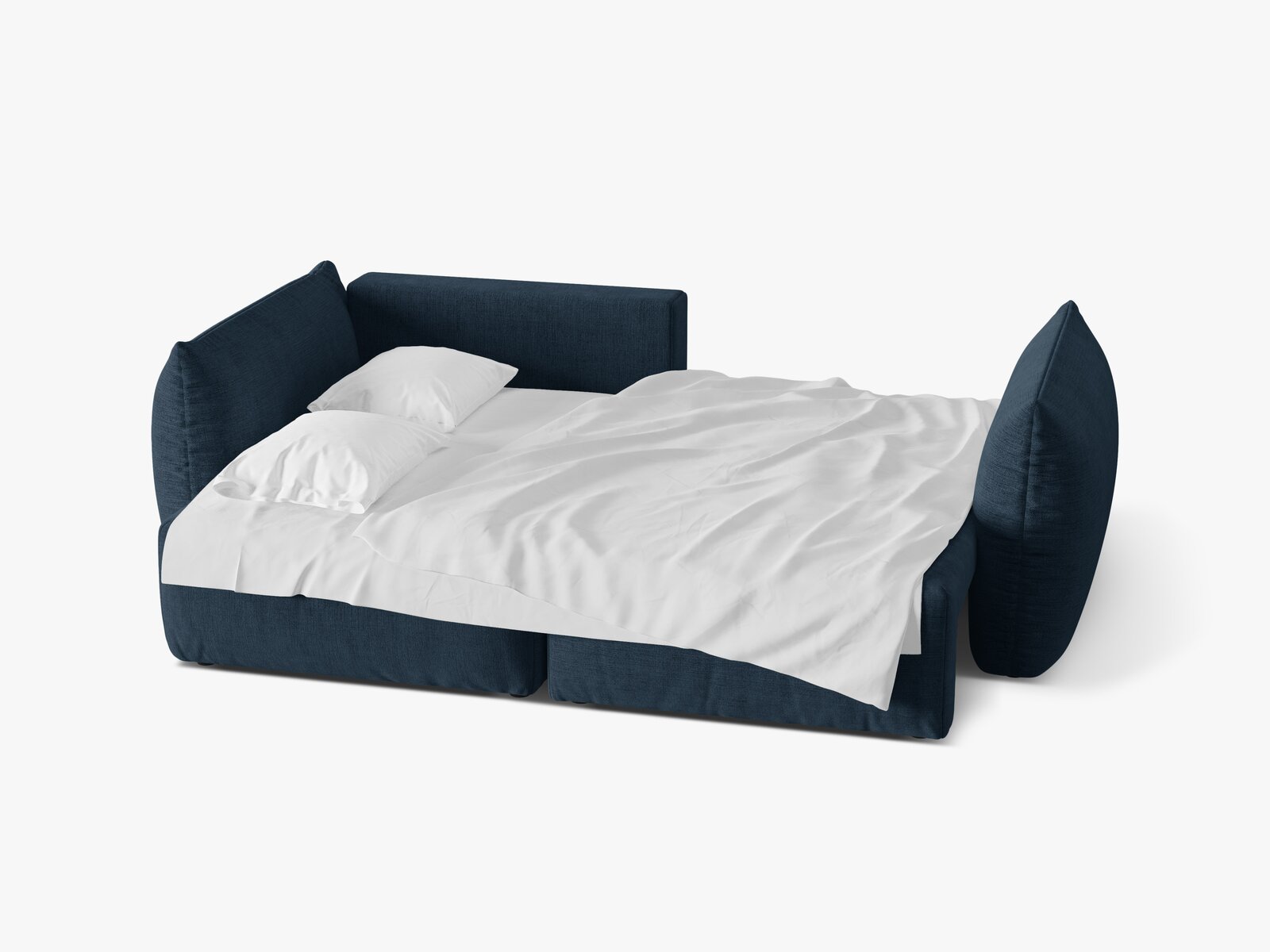 Micadoni Bloom Ecksofa 3-Sitzer mit Schlaffunktion Links Strukturierter Stoff Wind Marineblau