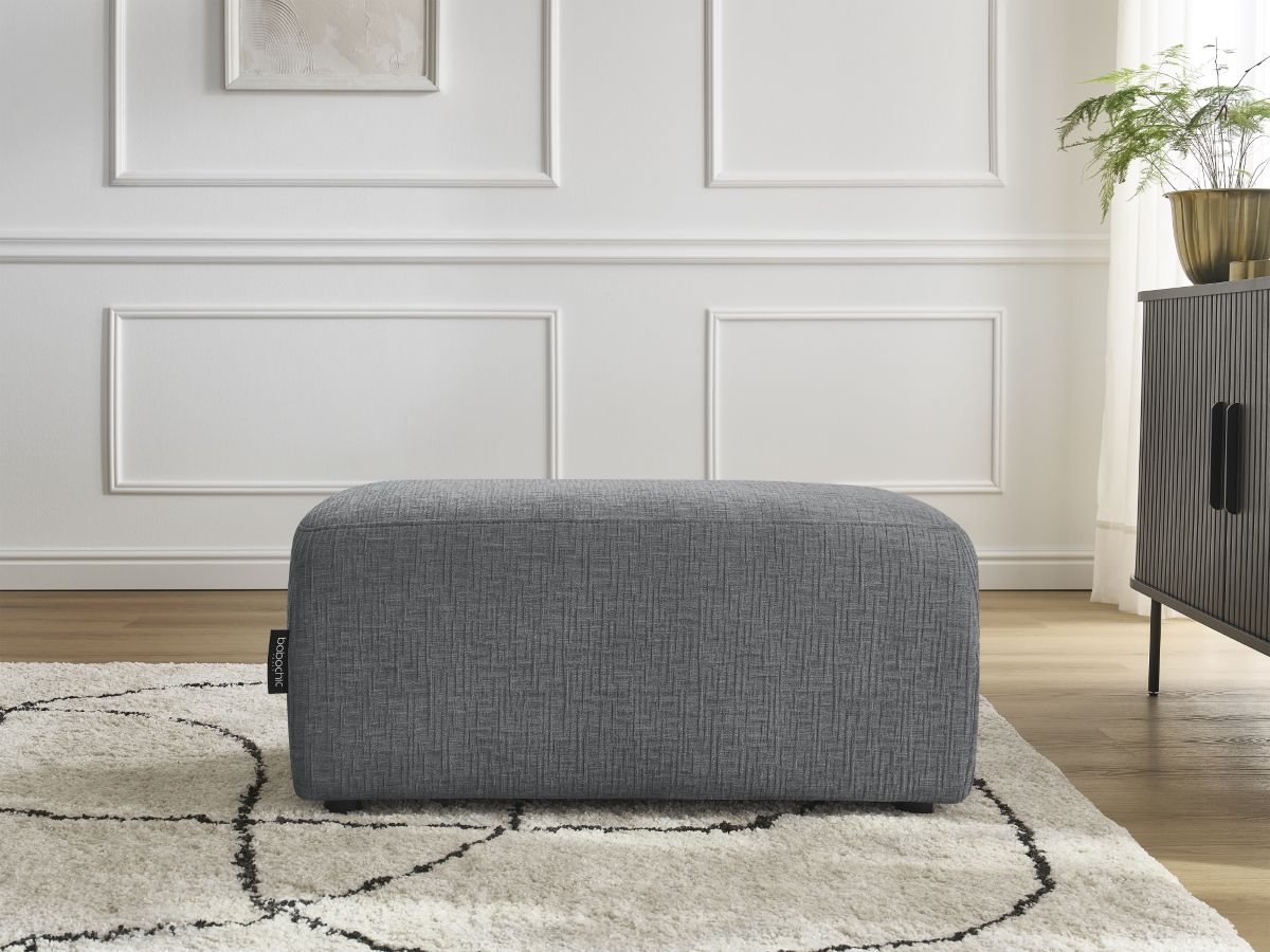 Bobochic Atilla Pouf Strukturstoff Dunkelgrau