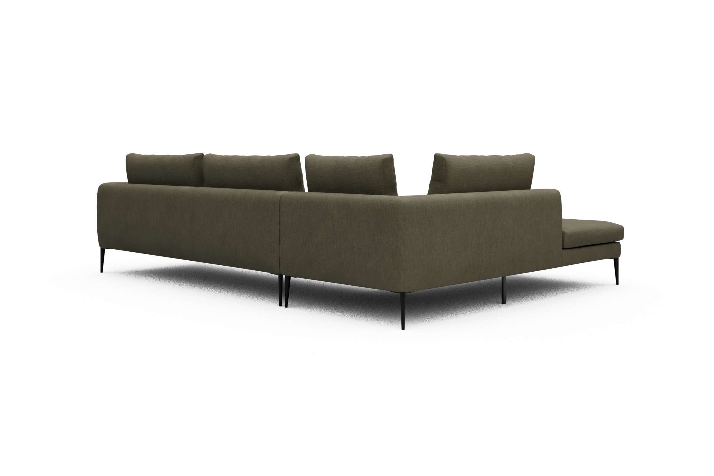 Ecksofa Paul Relax-Ecke rechts mit 3-Sitzer Vivus-Dusty-Olive