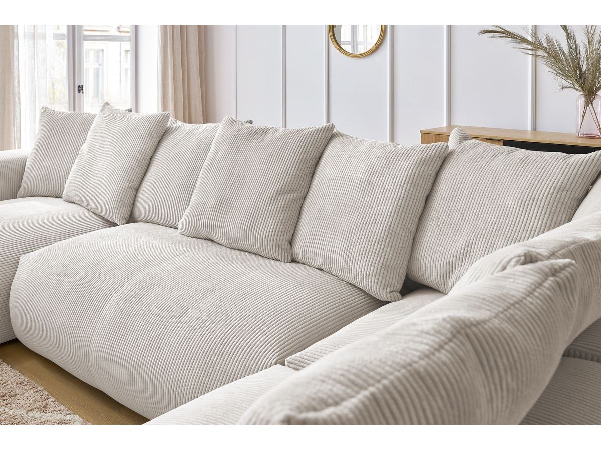 Bobochic Voltaire Wohnlandschaft 356 × 214 cm Cordsamt Beige Ecke links