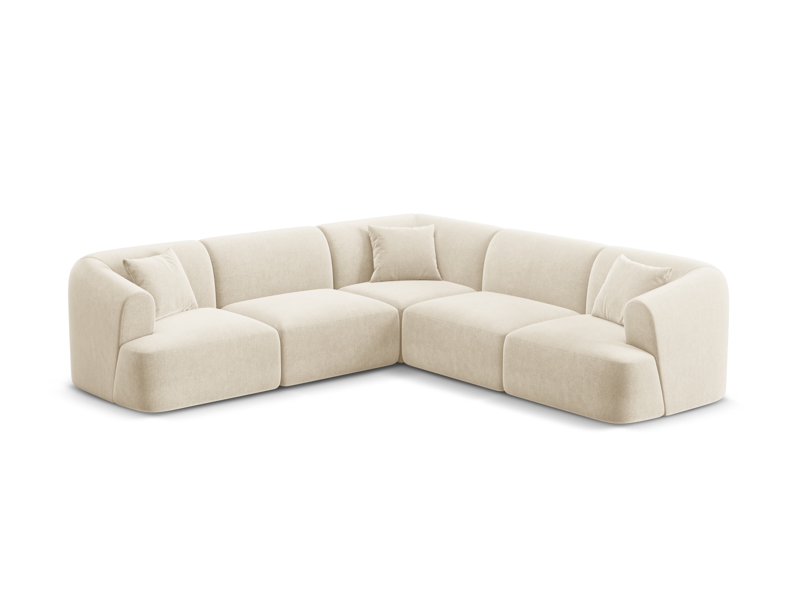Cosmopolitan Design Symmetrisches Ecksofa Campi 6-Sitzer Samt Vogue Helles Beige