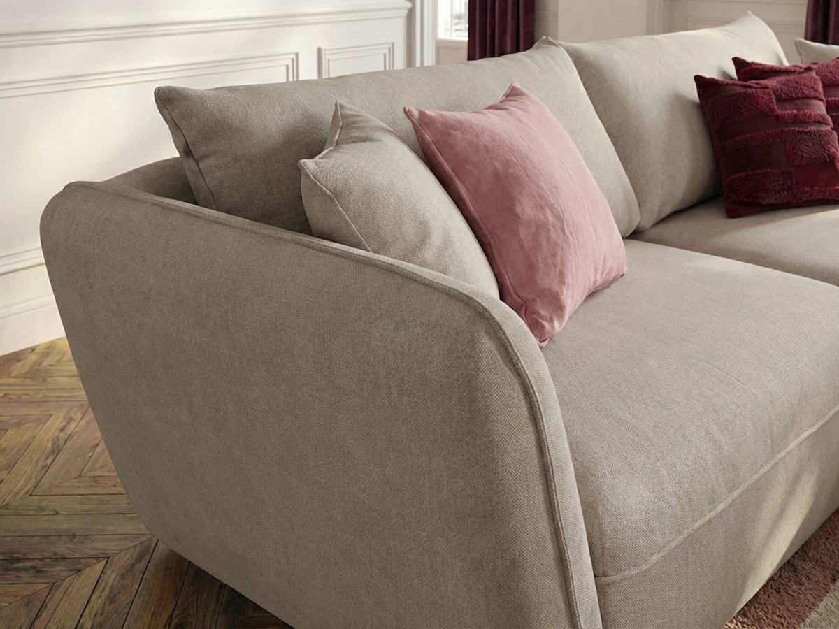 Bobochic Luigi Ecksofa mit Pouf Strukturstoff Beige Ecke rechts