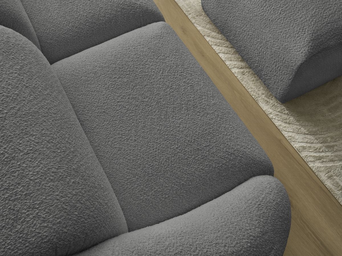 Bobochic Tina Sofa 4-Sitzer mit Pouf Bouclé-Stoff Dunkelgrau