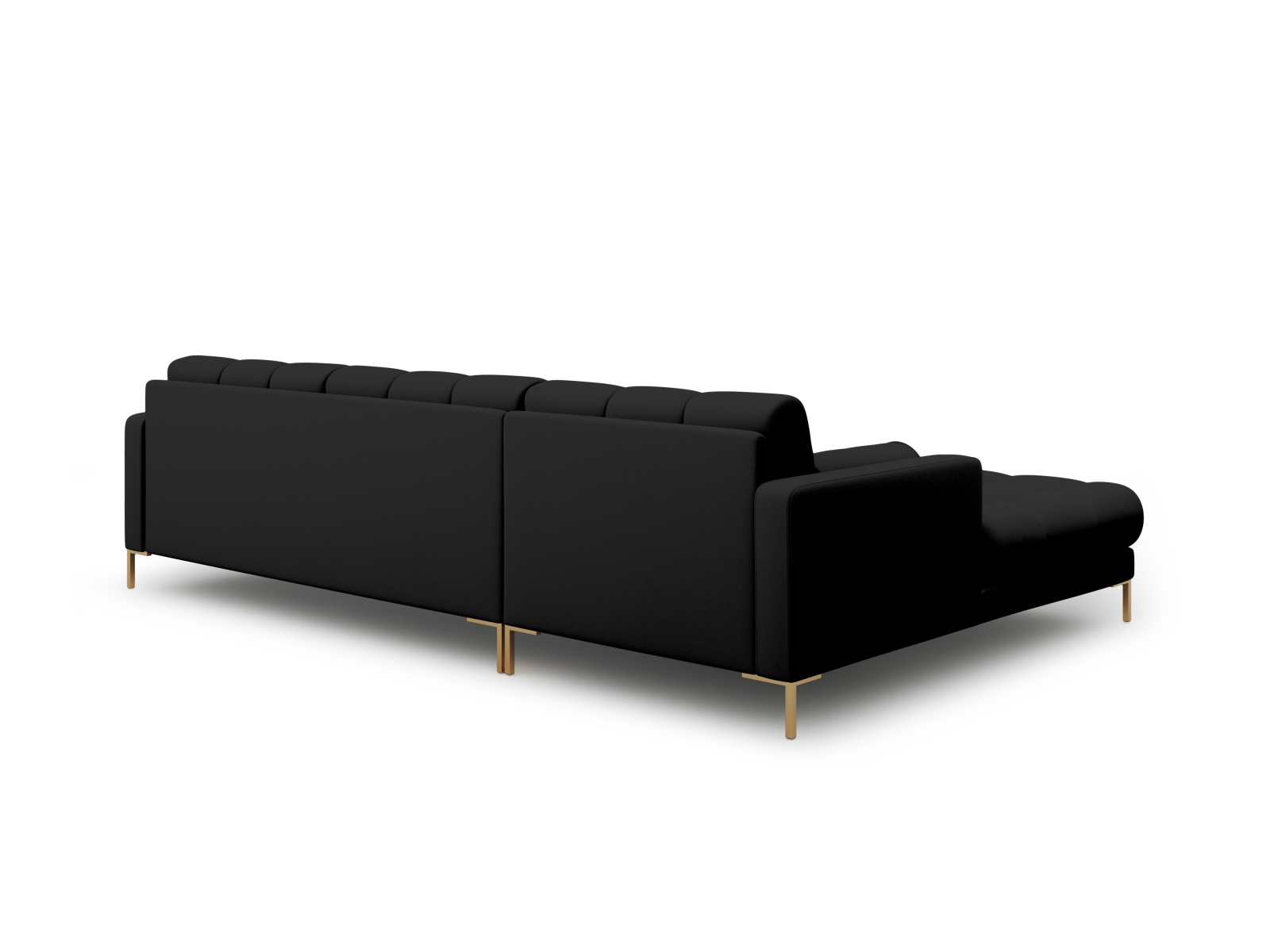Cosmopolitan Design Ecksofa Bali 5-Sitzer Strukturierter Stoff Neve Schwarz Links Beine Gold