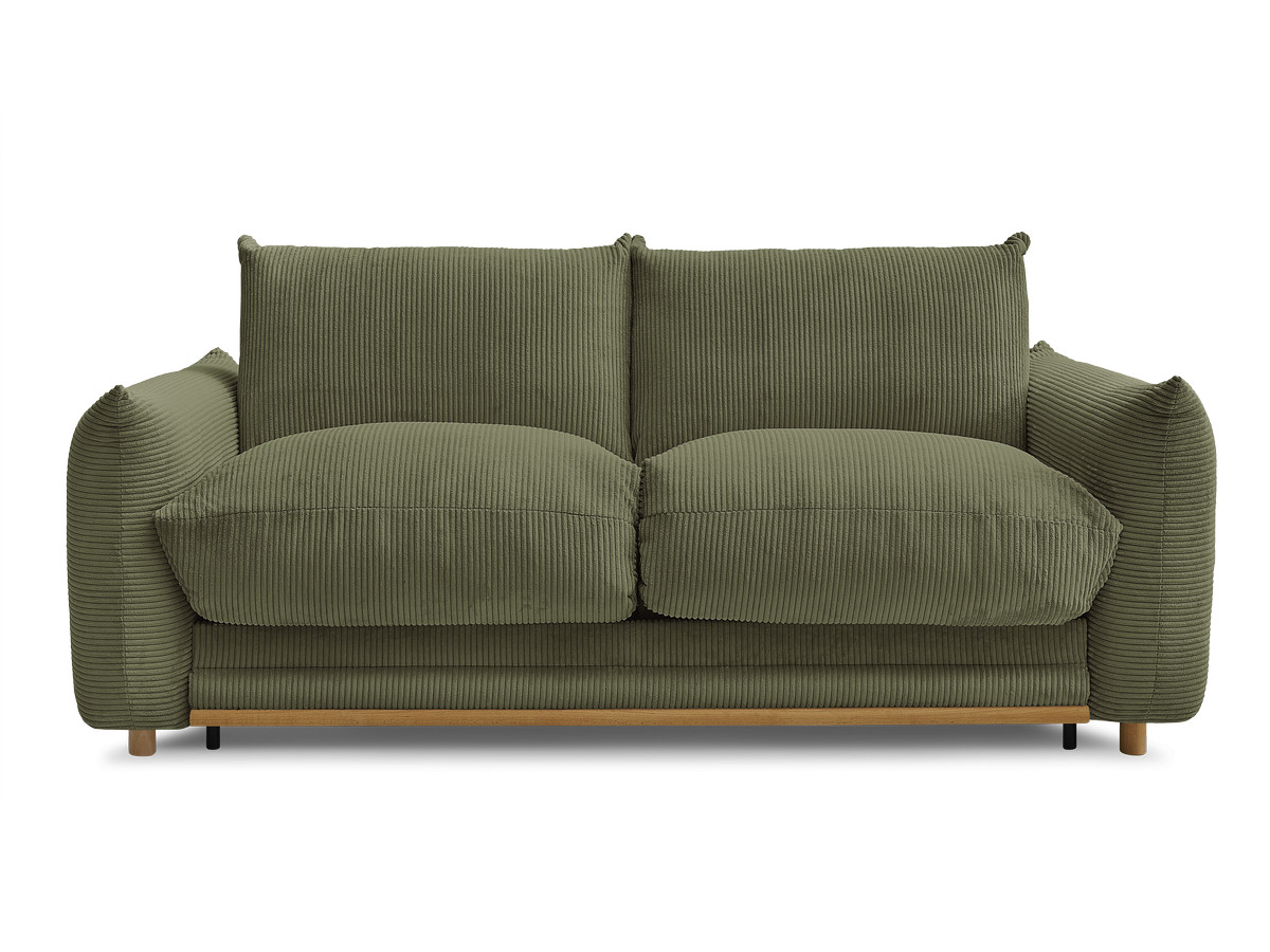 Bobochic Ernest Schlafsofa 3-Sitzer, Liegefläche 140 / 160 × 190 cm Cordsamt Grün, Liegefläche 140 × 190 cm