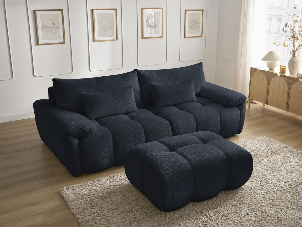 Bobochic Ivane Sofa 4-Sitzer Strukturstoff Dunkelblau