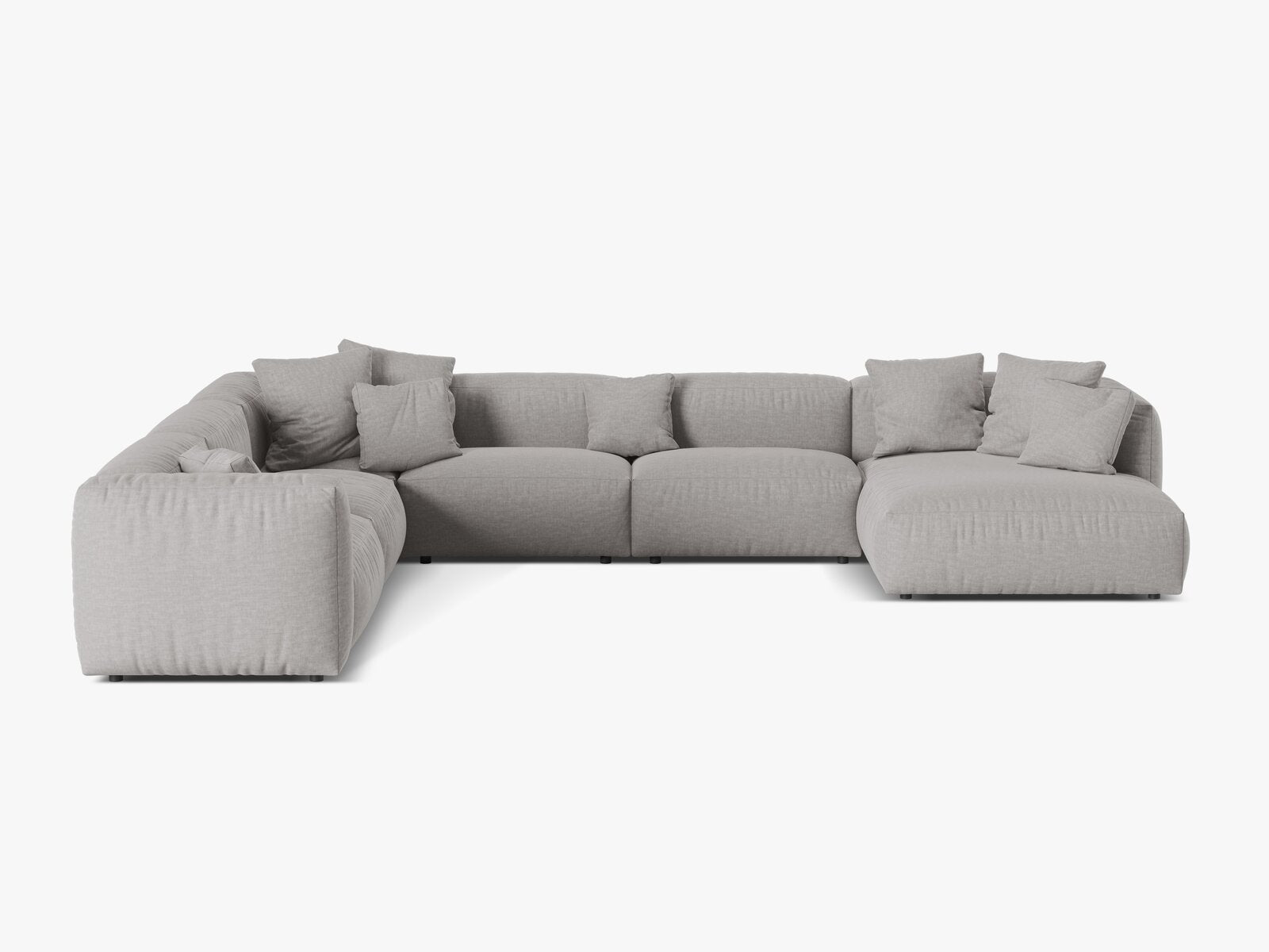 Micadoni modulares Ecksofa XL Martina 6-Sitzer Links Strukturierter Stoff Boston Hellgrau