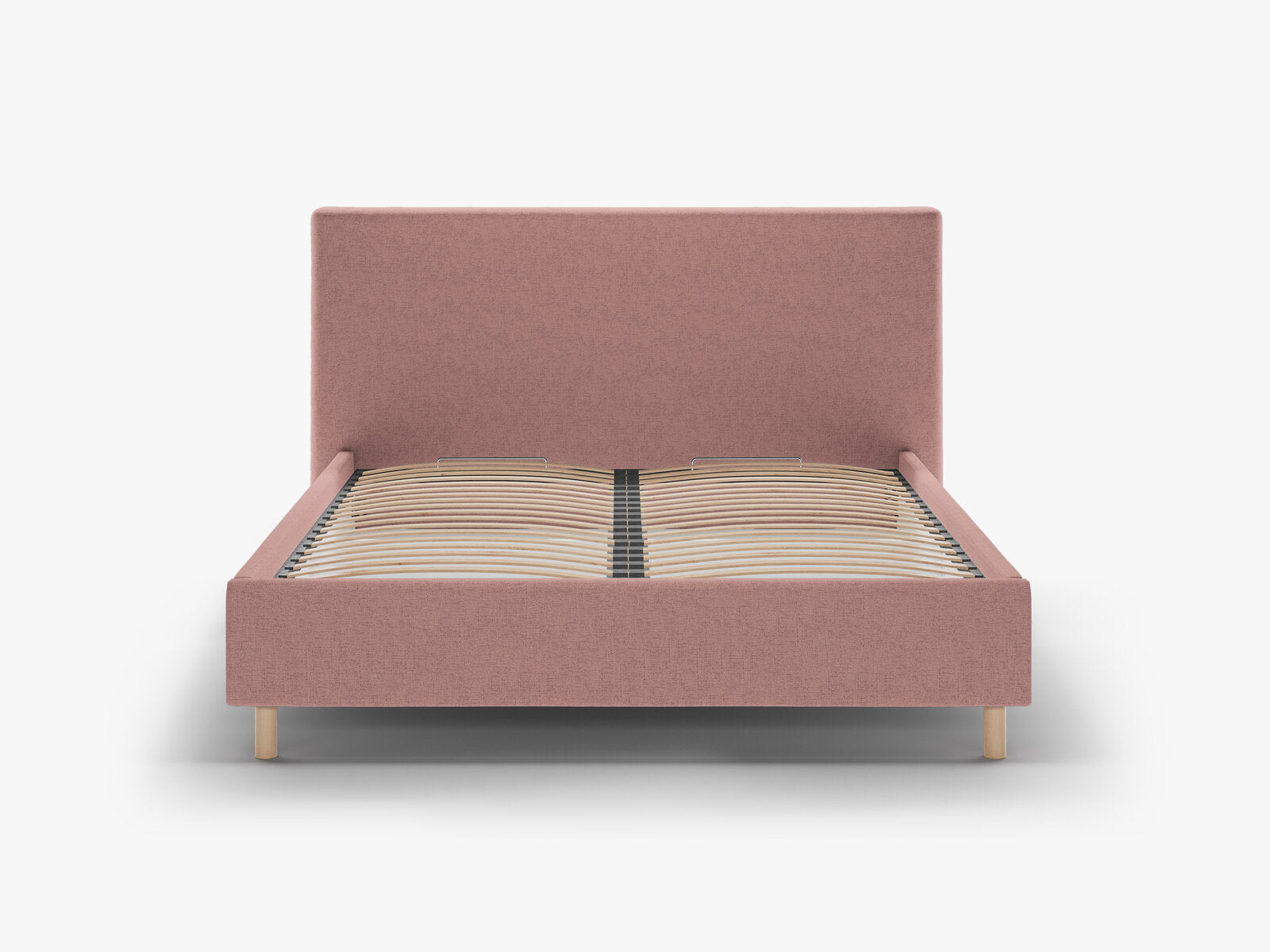 Micadoni Stauraumbett mit Kopfteil Eloise Strukturierter Stoff Moly Dunkelrosa 180x200