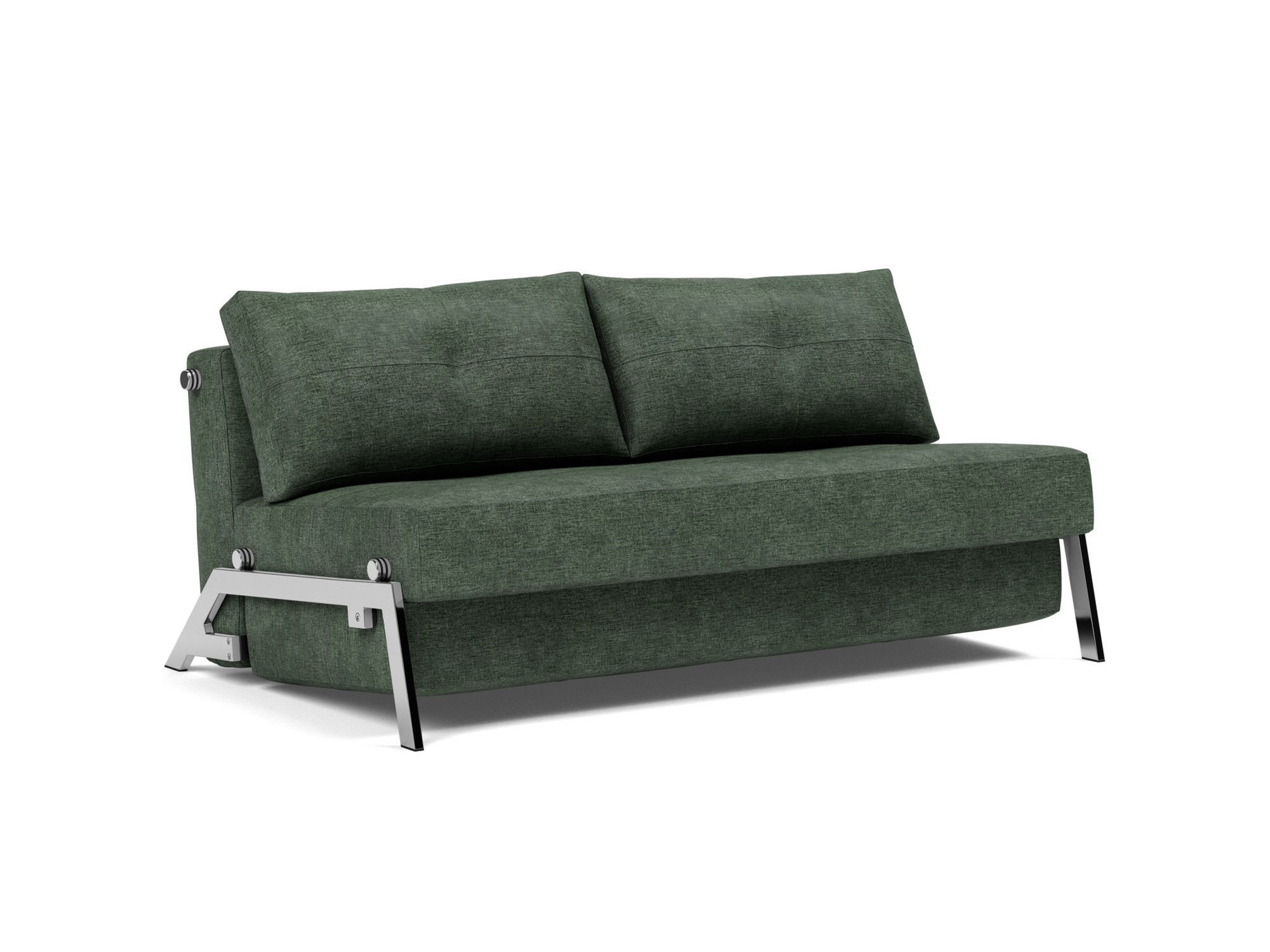 Schlafsofa Cubed 160 Flachgewebe Avella 281-Pine-Green Beine Chrom