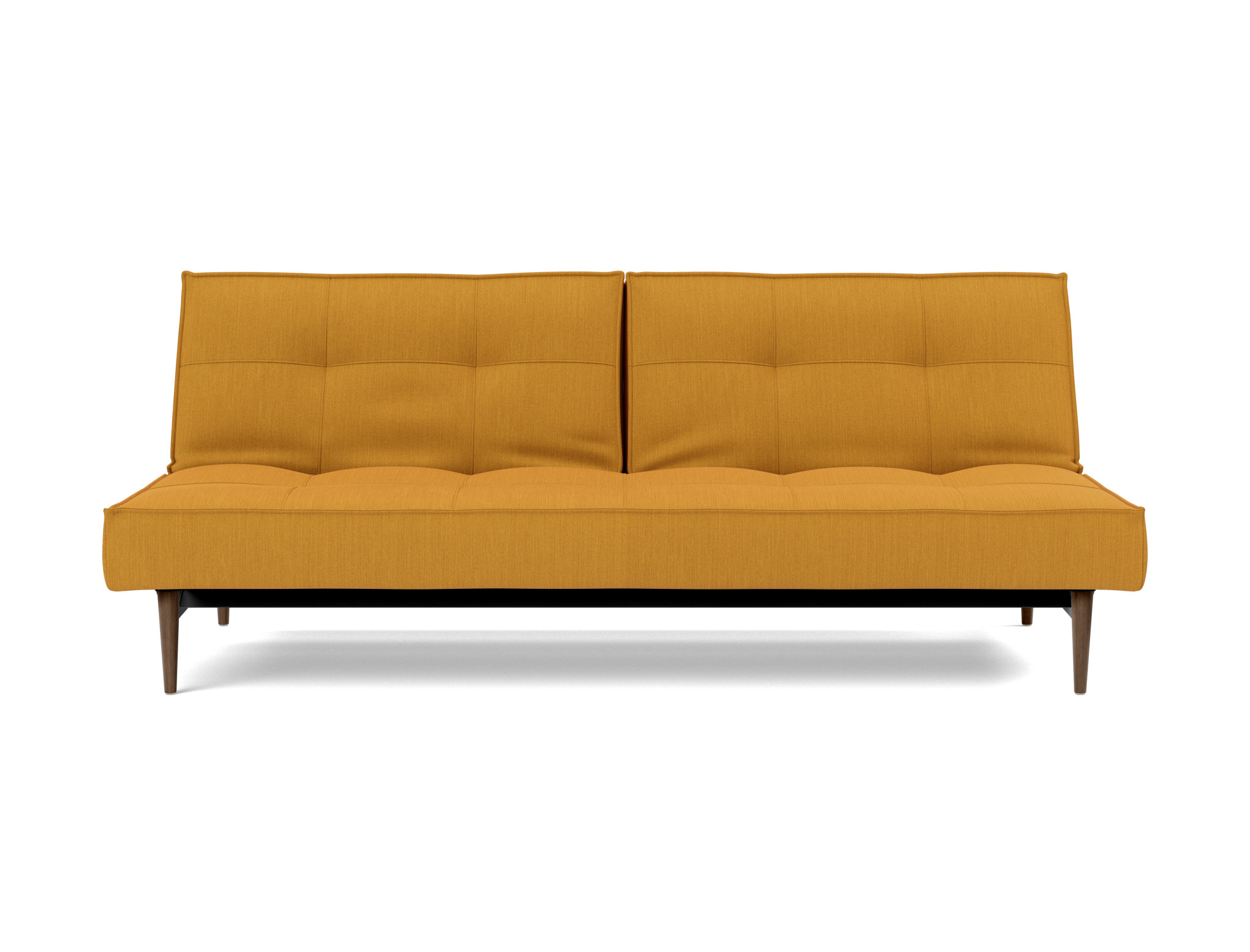 Schlafsofa Splitback Flachgewebe Elegance 507-Burned-Curry Beine Styletto Eiche dunkel