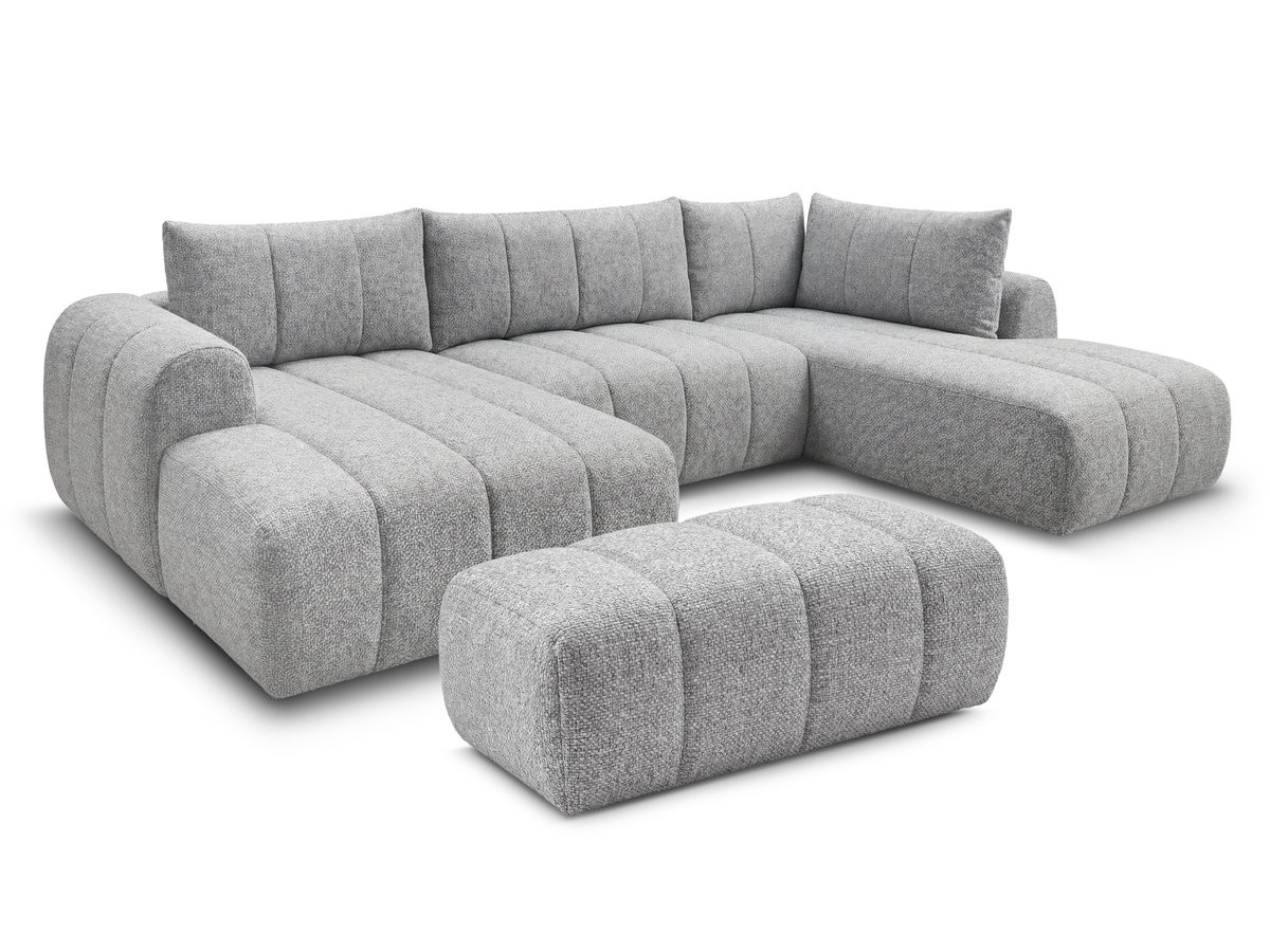 Bobochic Nesty Wohnlandschaft mit Pouf Melange-Stoff Hellgrau Ecke links